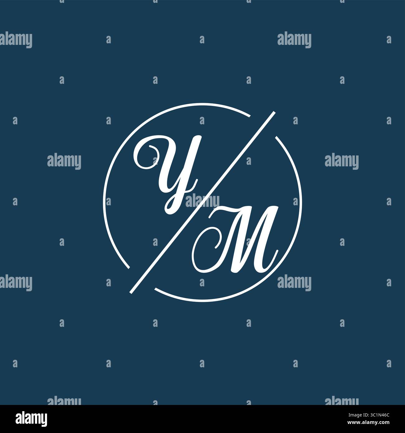 Initial letter YM logo monogram with circle line style vector graphic vector graphic Stock Vector