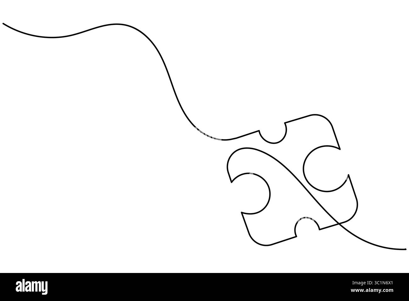 Puzzle icon line continuous drawing with problem solving isolate outline vector illustration Stock Vector