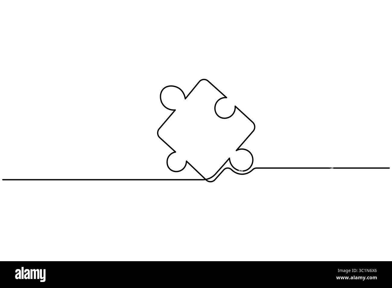 Puzzle icon line continuous drawing with problem solving isolate outline vector illustration Stock Vector
