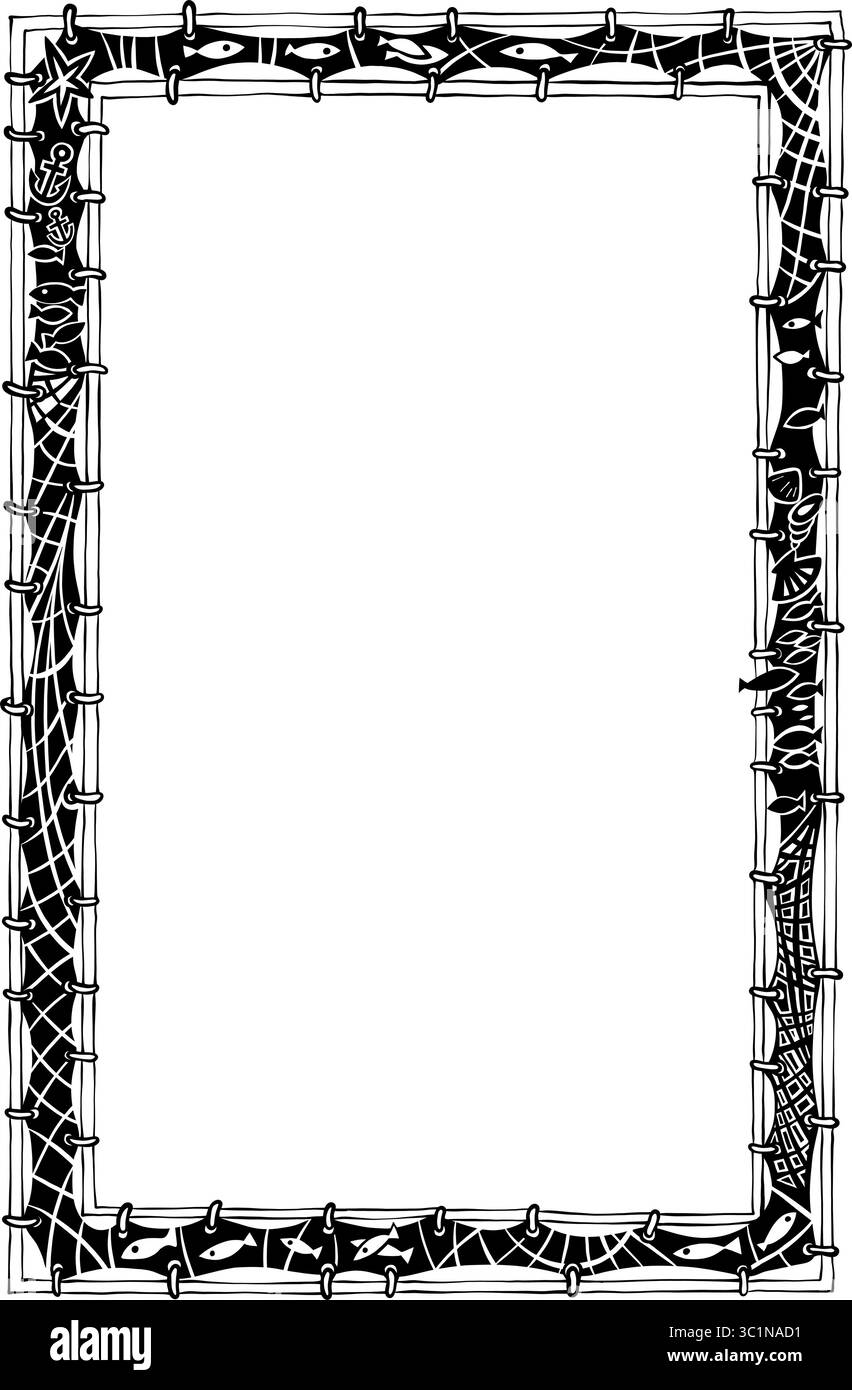 Rectangular Frame with Fishing Net Design Stock Vector Image & Art - Alamy