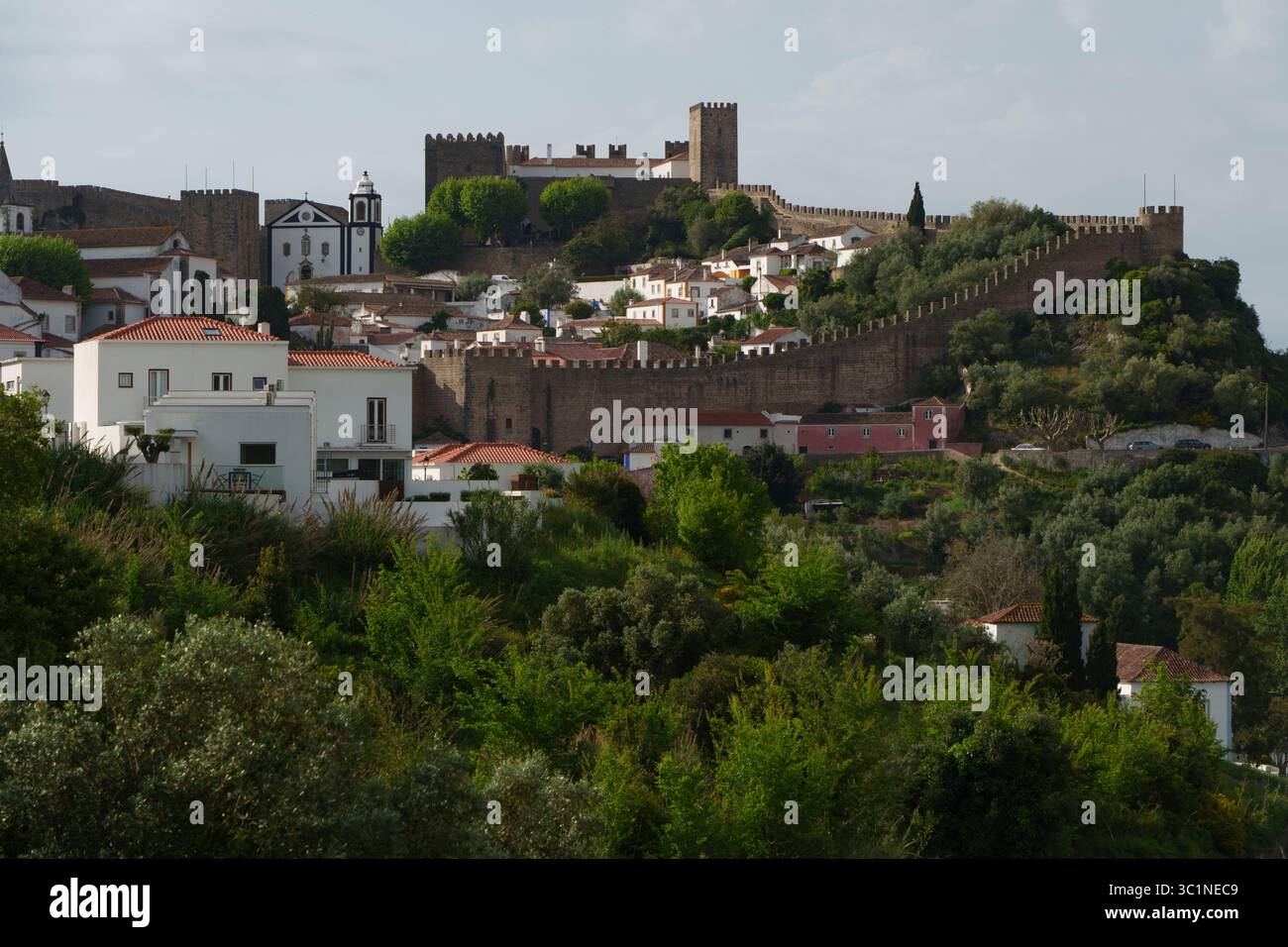 Óbidos medieval village and castle walls in Portugal, Europe Stock Photo