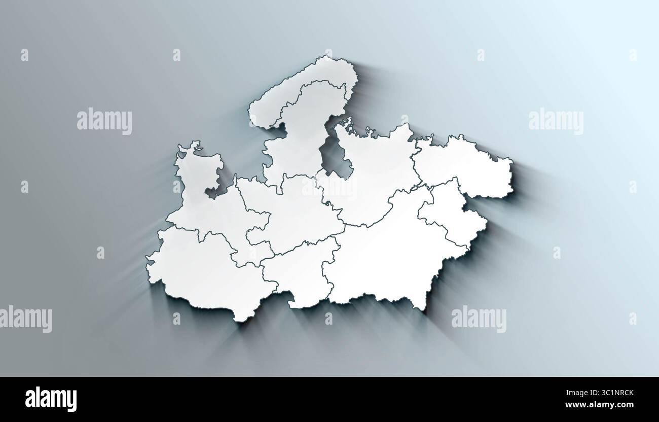 Modern Map of Madhya Pradesh India Districts with Borders Stock Photo ...