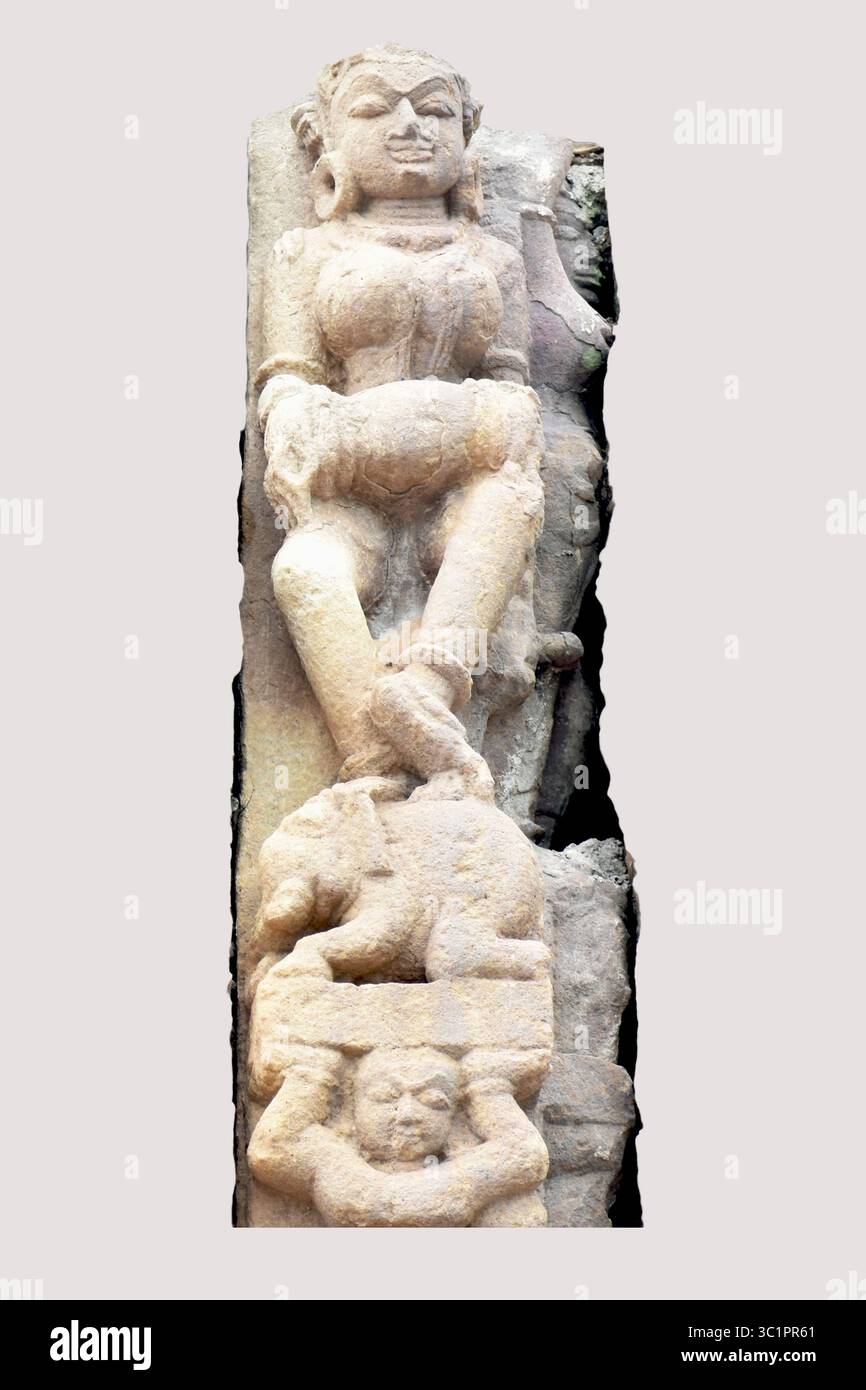Kalachuri Era Stone Sculpture – Ancient Indian Temple Art and Archaeological Heritage Stock Photo