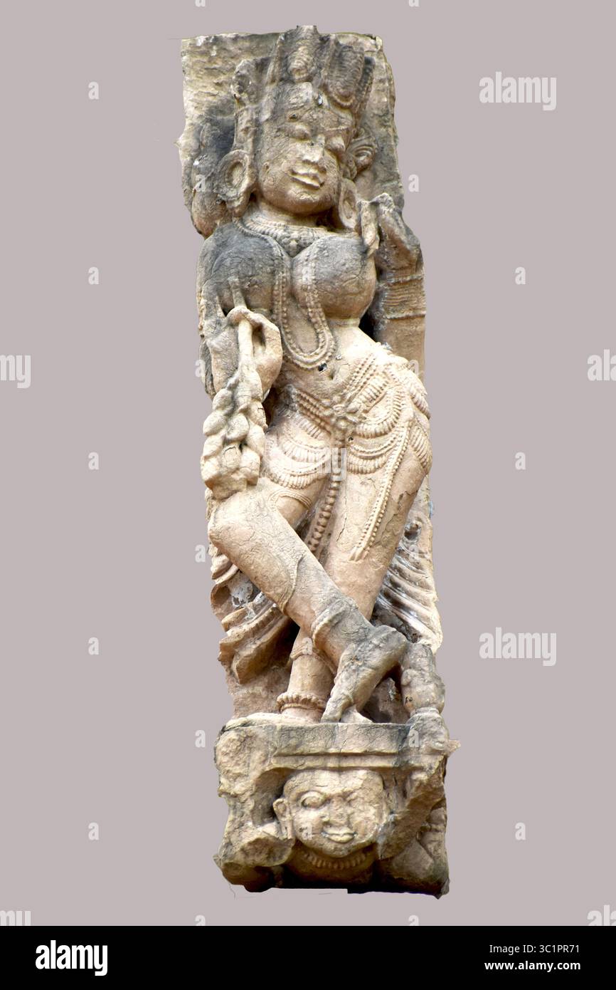 Kalachuri Era Stone Sculpture – Ancient Indian Temple Art and Archaeological Heritage Stock Photo