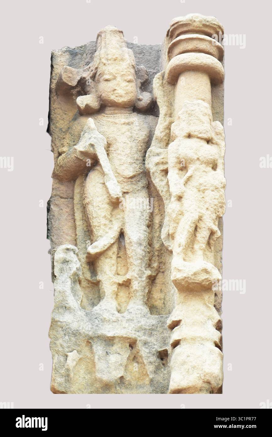 Kalachuri Era Stone Sculpture – Ancient Indian Temple Art and Archaeological Heritage Stock Photo
