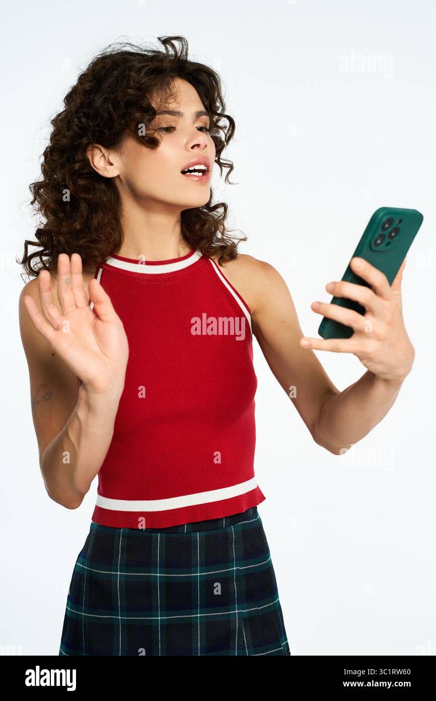 Woman wearing red tank top hi-res stock photography and images - Alamy