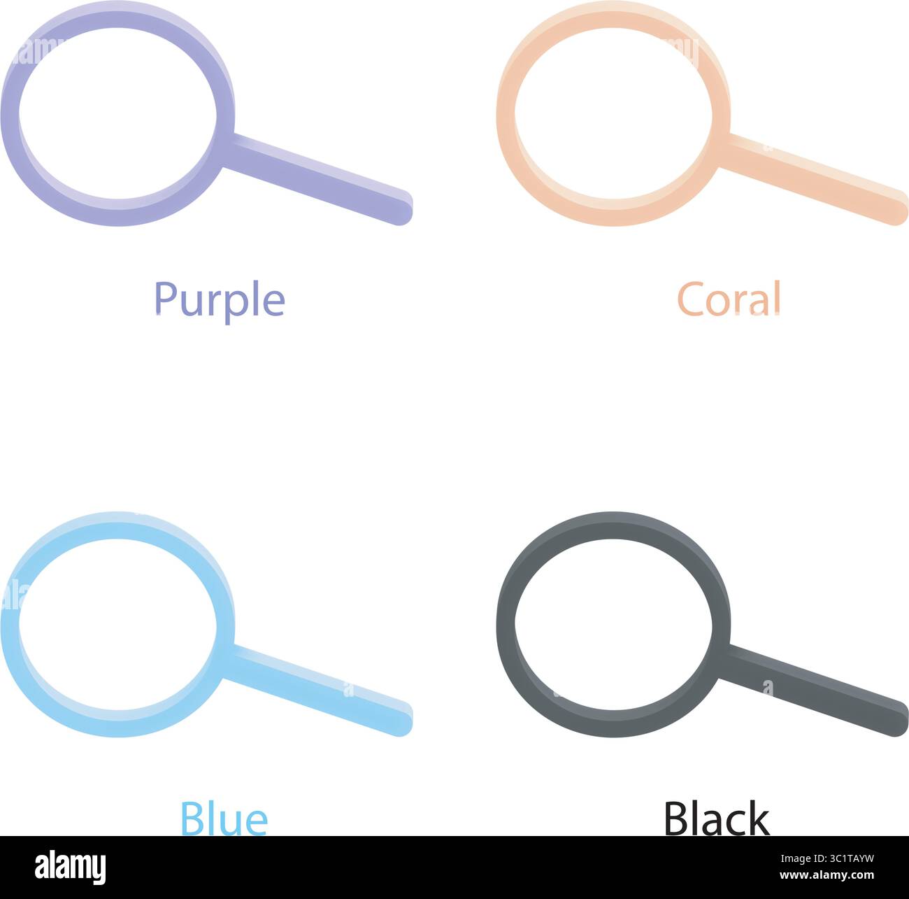 Minimalist 3d vector line icon set with the magnifier symbol. Color ...