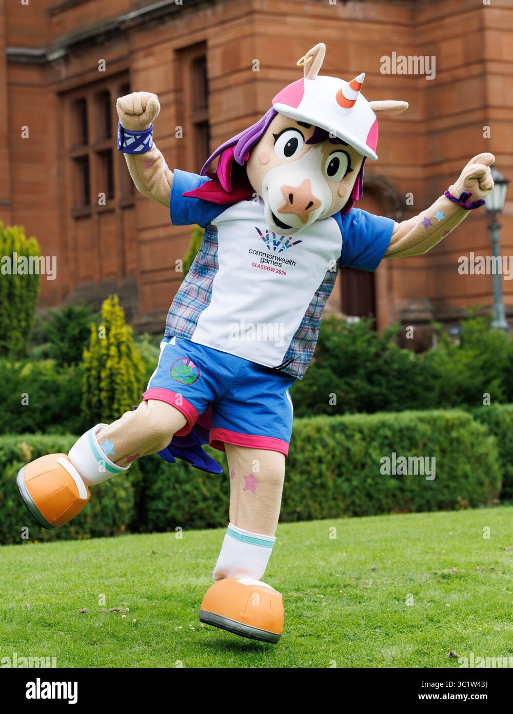 The 2026 Commonwealth Games Mascot A Unicorn Named Finnie In Front Of 