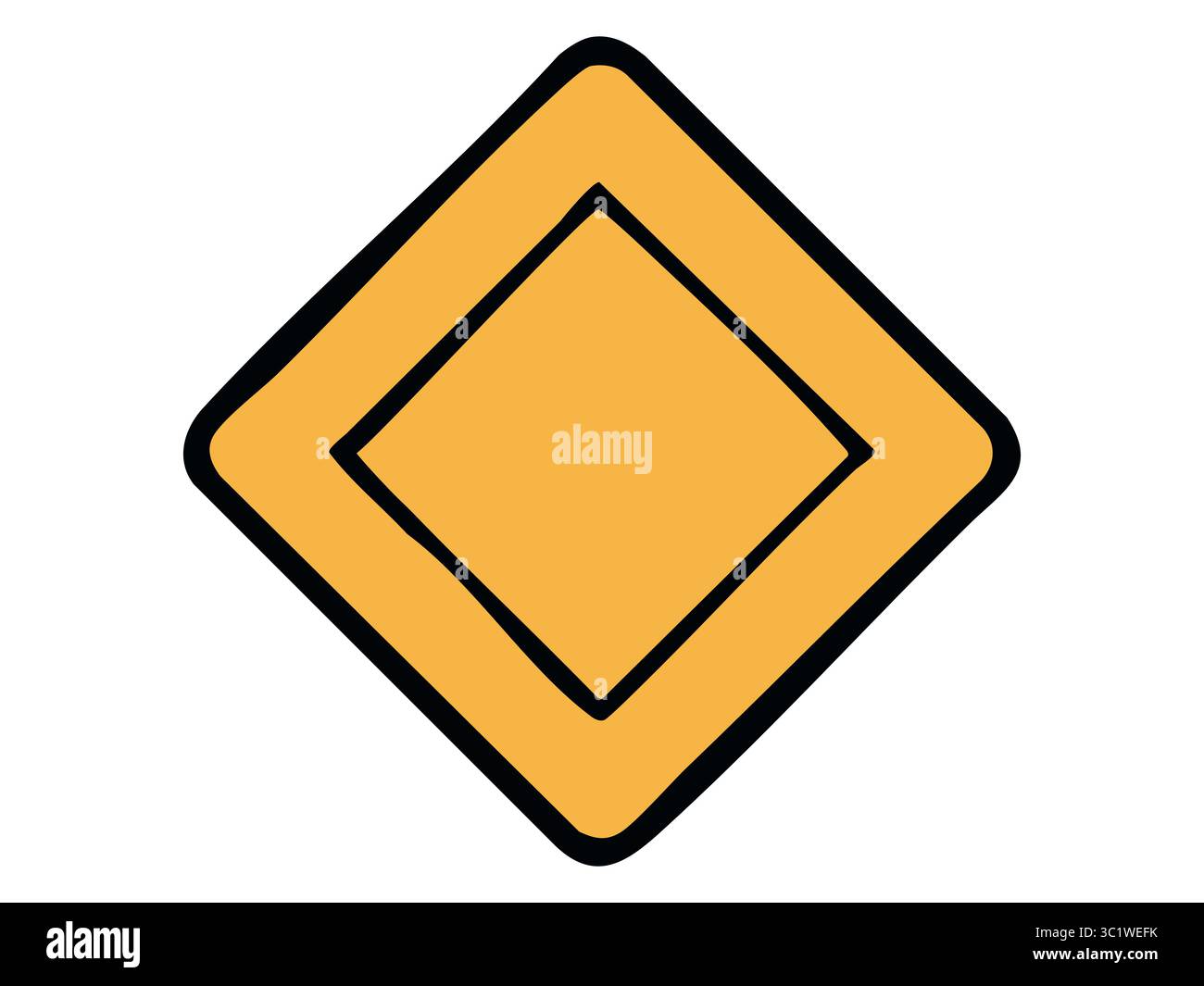 Dimond Shaped Rode Sign Yellow Background Black Diamond Road Sign