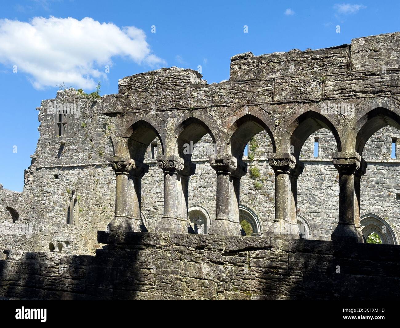 Remains of the cloisters of  the 12th century abbey at Cong, county Mayo, Ireland Stock Photo