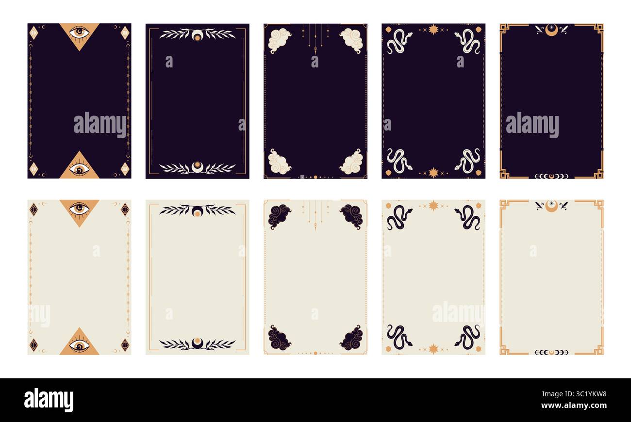 Vector Tarot Frame Black and white border frame templates for Tarot cards. Empty frames ...