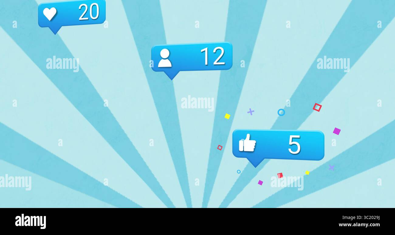 Displaying heart, user and thumbs-up notification icons floating in UI ...