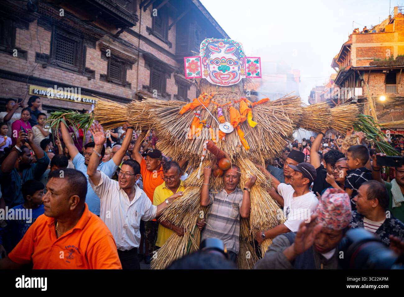 Mathmadus Demon July 23, 2025, Kathmandu, Kathmandu, Nepal: Devotees carry a straw ...