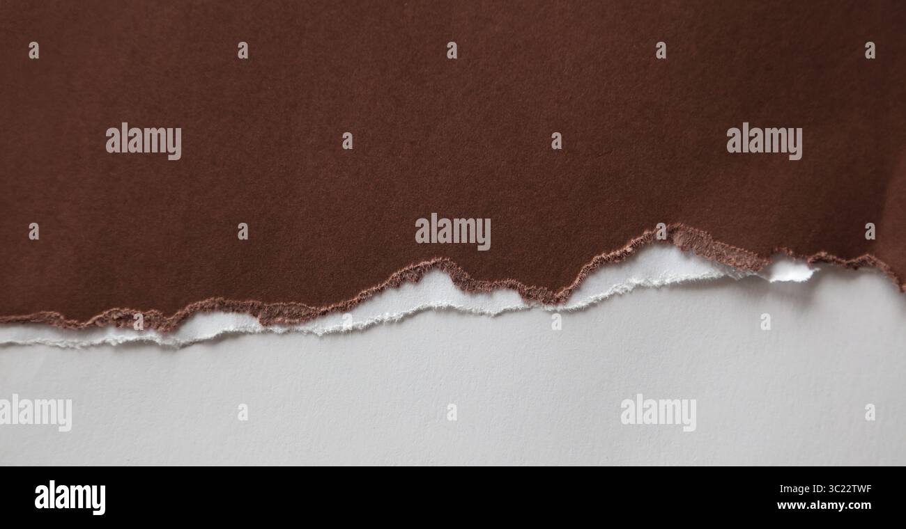 Ripped brown paper edge on white background Stock Photo