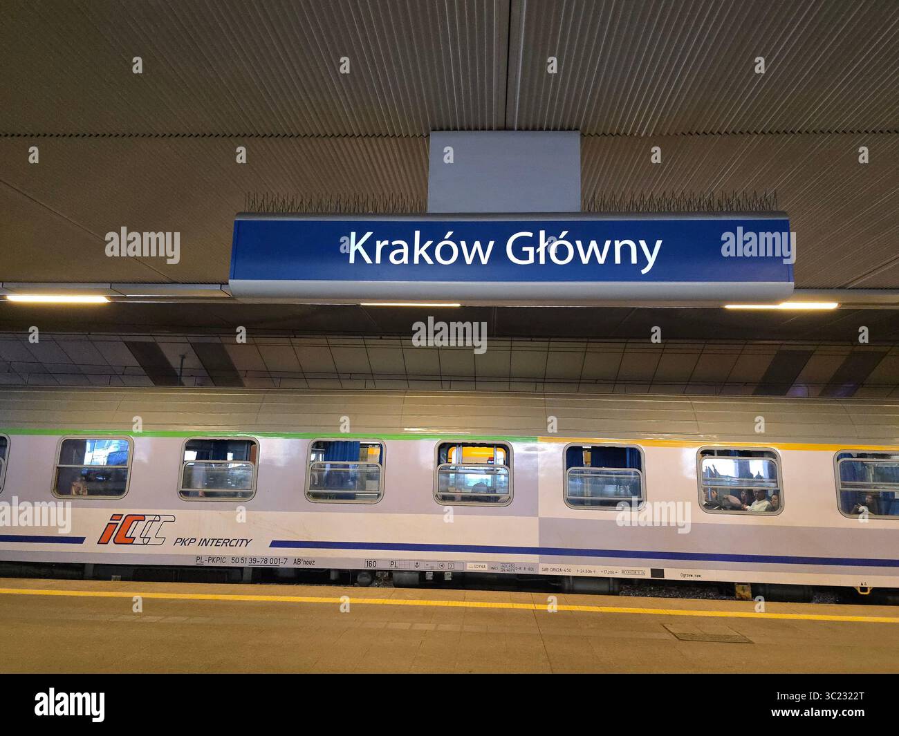 A train at the central station in Krakow, Poland. - Smartphone Captured Stock Image