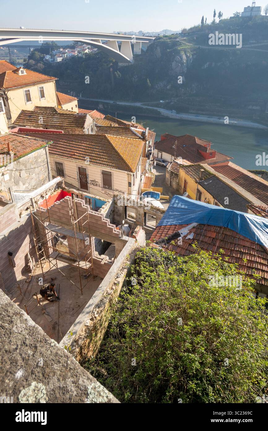Aerial View of Porto's Riverside Housing Stock Photo - Alamy