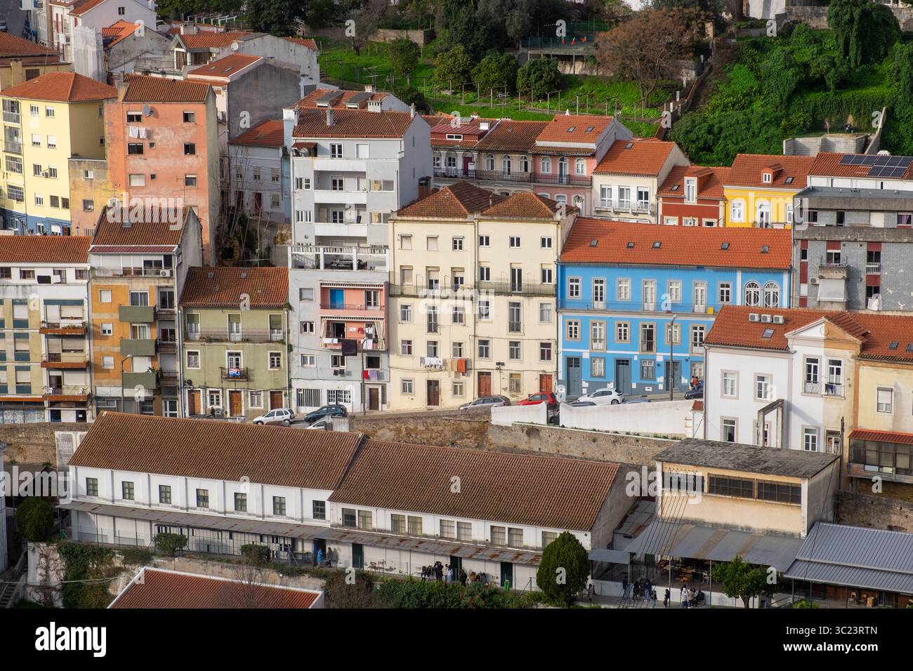 View of Urban Divide and Housing Density in Lisbon Stock Photo - Alamy