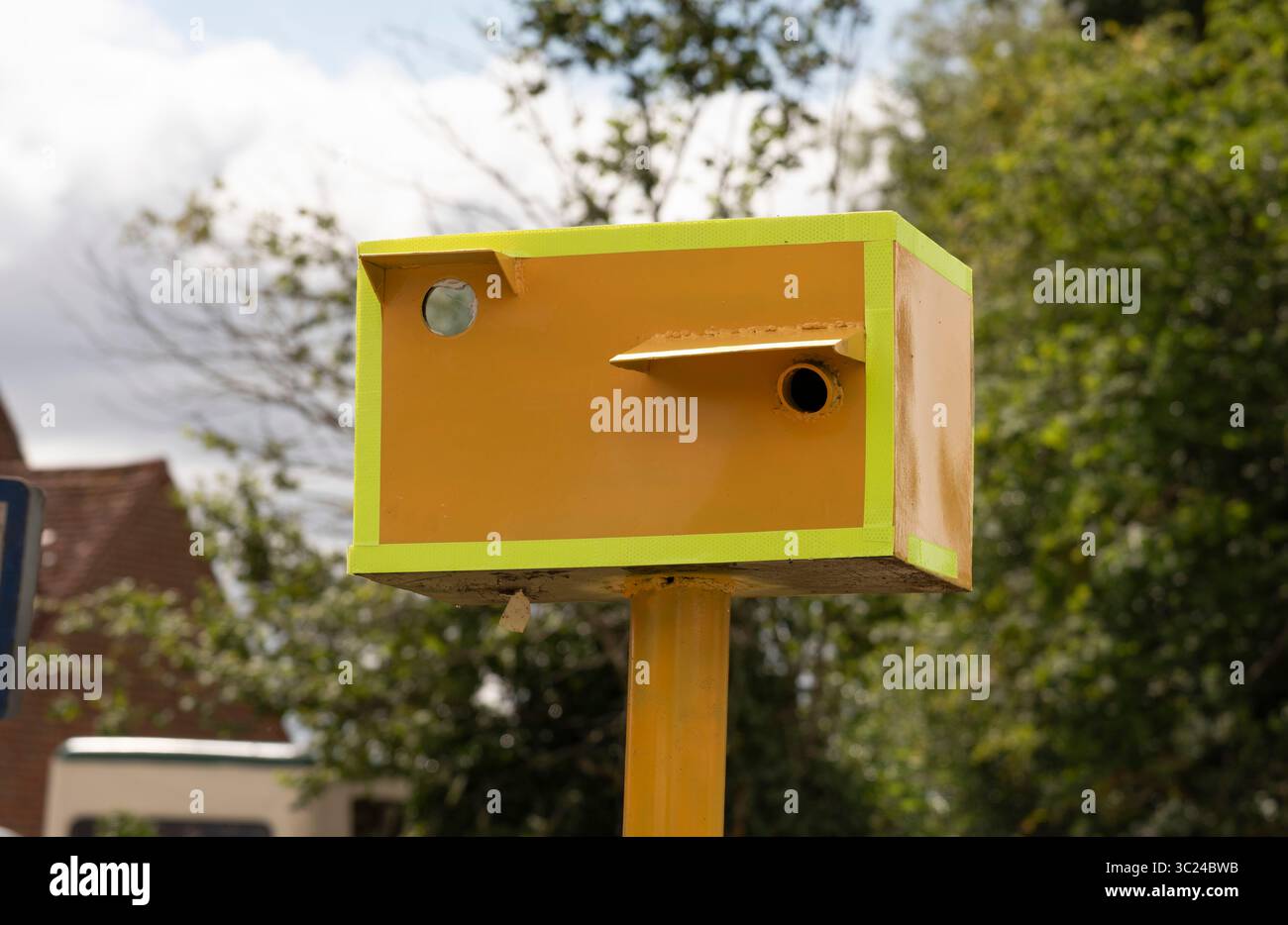 Micheldever Station Hampshire England UK.23.07.2025. Fake speed camera has appeared on the roadside in this Hampshire village, Stock Photo