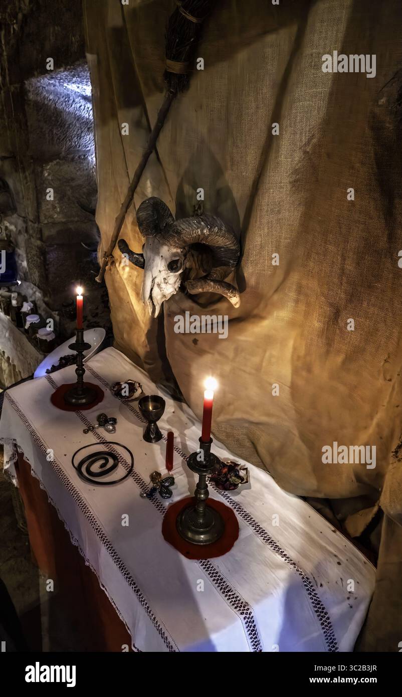 Altar detail for satanic and black magic rituals Stock Photo - Alamy