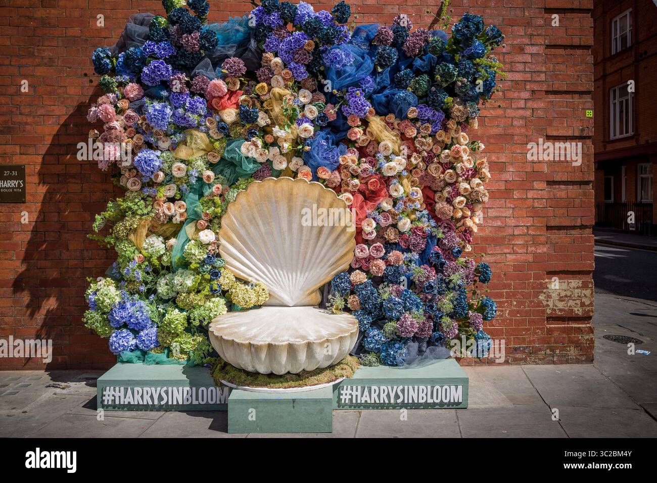 May 25, 2019 - London, UK - Chelsea in Bloom is the annual floral art show which coincides with RHS Chelsea Flower Show. This year from 20â€“25 May, Chelseaâ€™s best retailers, restaurants and hotels compete against one another to win the much-coveted awards for the best floral displays. For the first time, Cadogan was working alongside charity partner Plastic Oceans UK, whose vision is to end plastic pollution. Each participant interpreted the Under the Sea theme in their own unique way to compete for the annual coveted awards, and this yearâ€™s winners are: Best Floral Display: Hackett, High Stock Photo