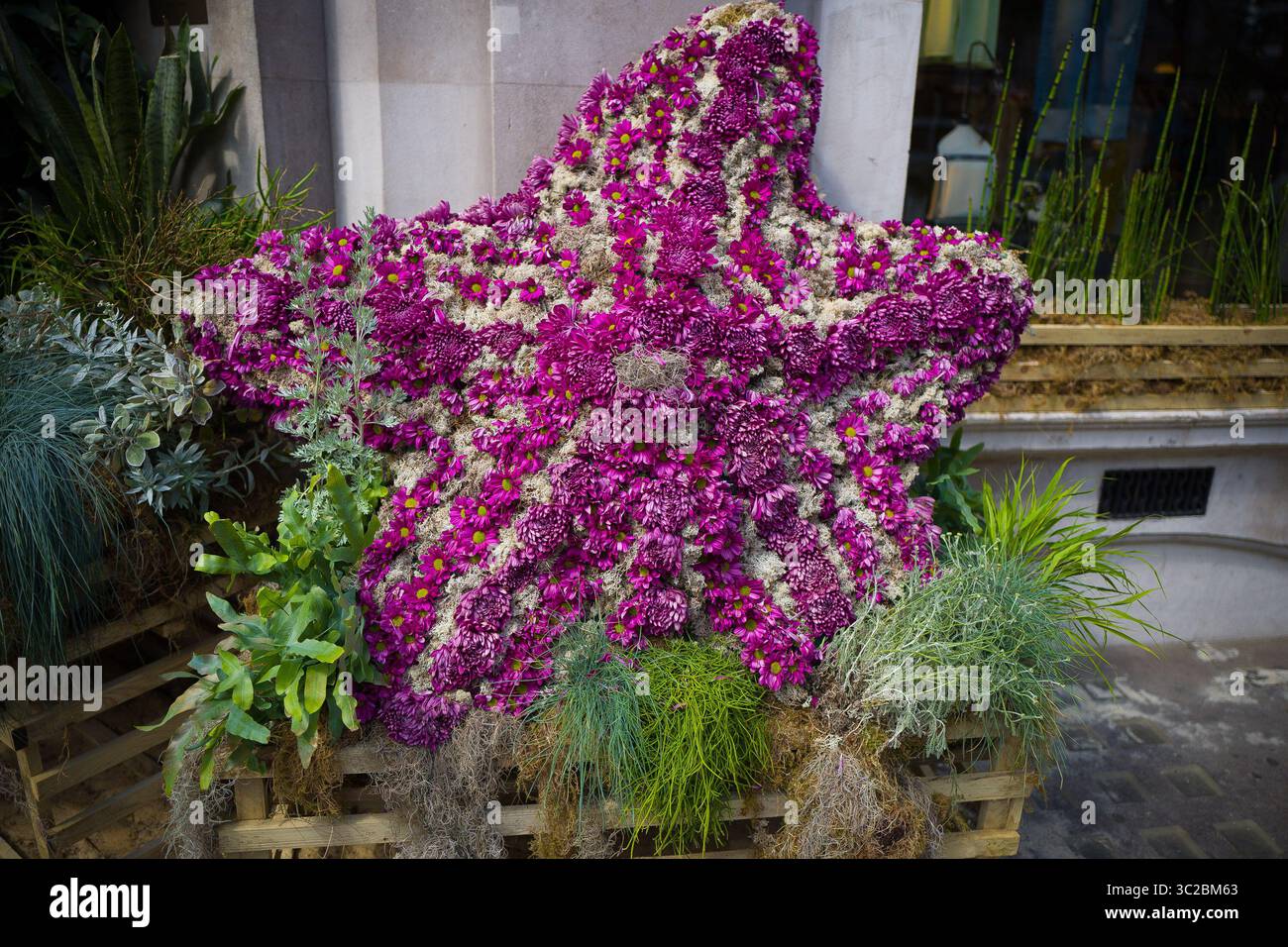 May 25, 2019 - London, UK - Chelsea in Bloom is the annual floral art show which coincides with RHS Chelsea Flower Show. This year from 20â€“25 May, Chelseaâ€™s best retailers, restaurants and hotels compete against one another to win the much-coveted awards for the best floral displays. For the first time, Cadogan was working alongside charity partner Plastic Oceans UK, whose vision is to end plastic pollution. Each participant interpreted the Under the Sea theme in their own unique way to compete for the annual coveted awards, and this yearâ€™s winners are: Best Floral Display: Hackett, High Stock Photo