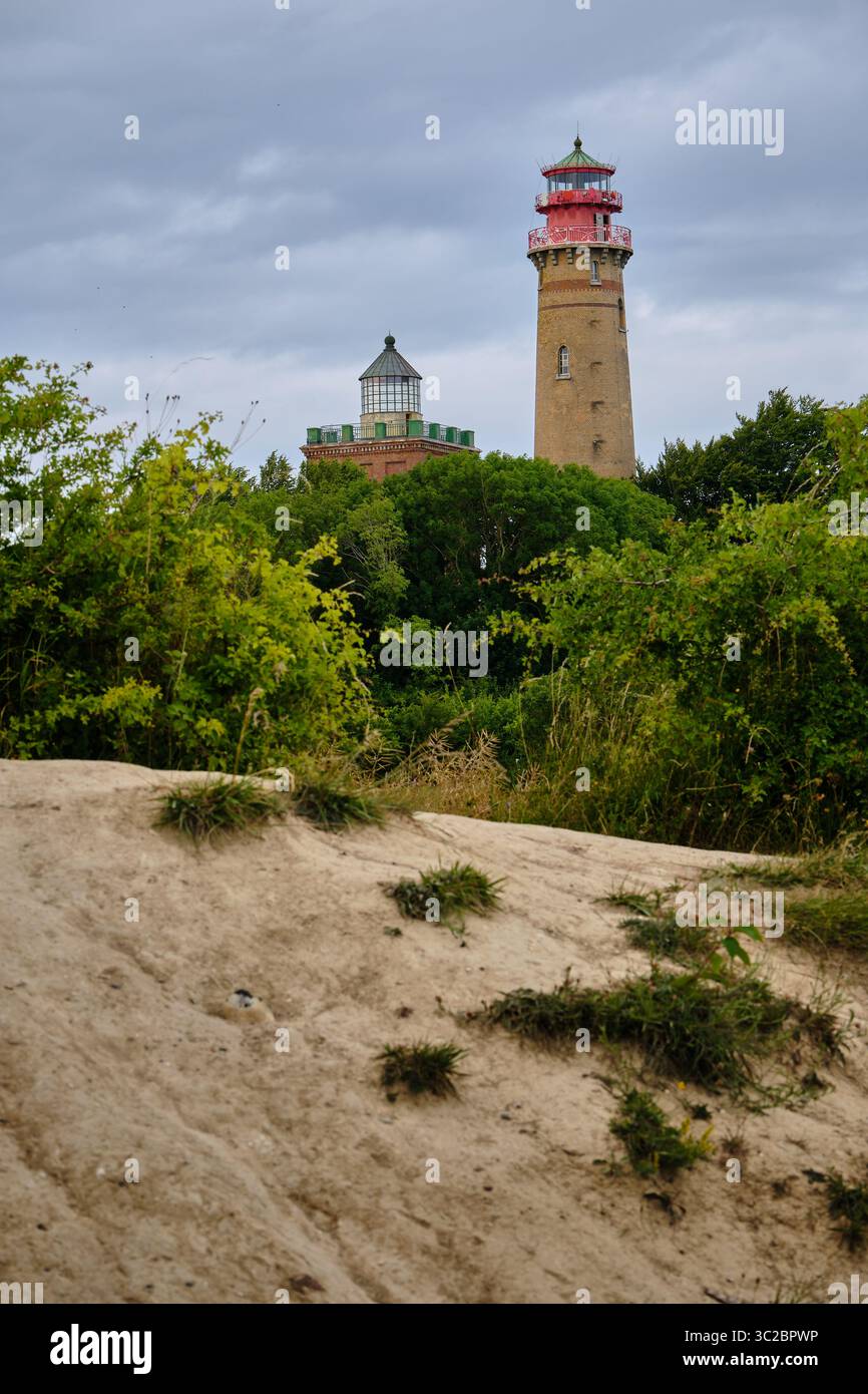 July 9, 2025 - Putgarten-Germany: Two historic brick lighthouses of ...