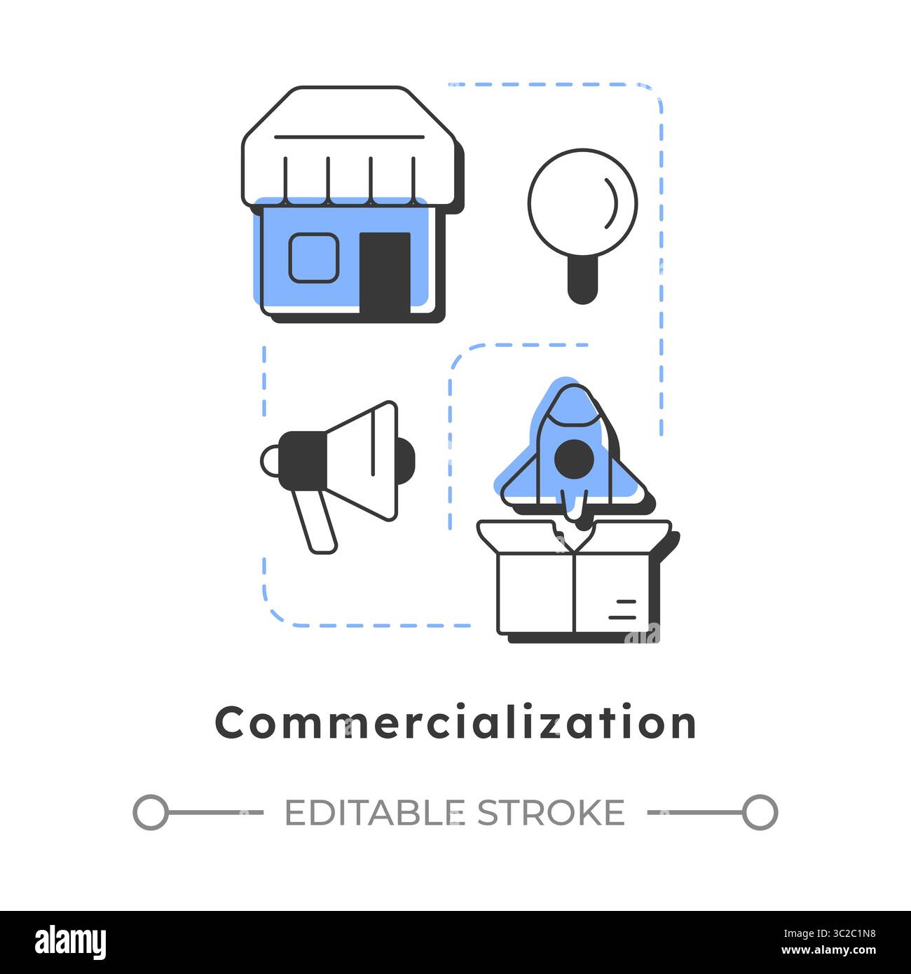 Commercialization modern linear concept icon Stock Vector