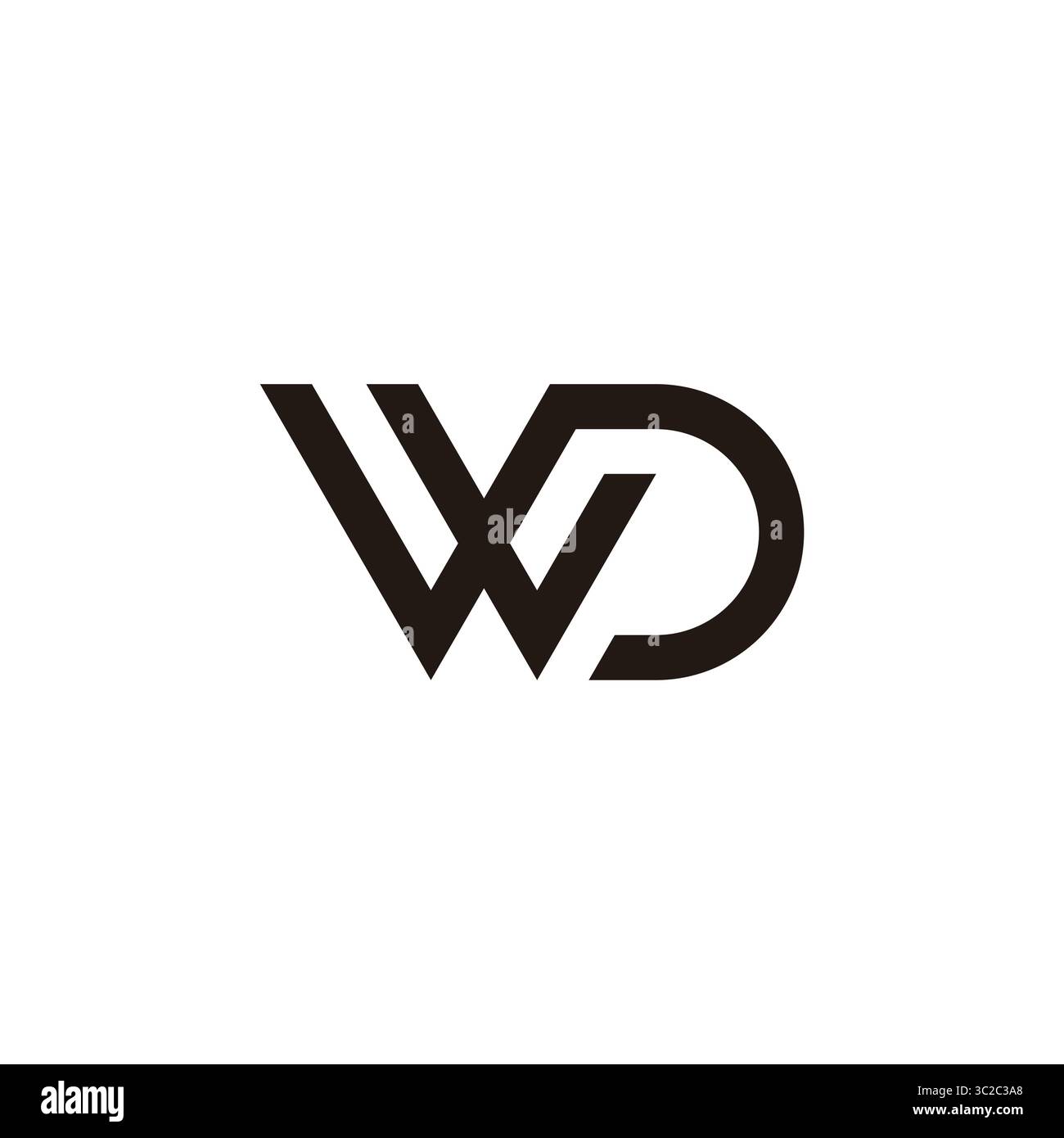 letter wd simple linked geometric loop logo vector Stock Vector
