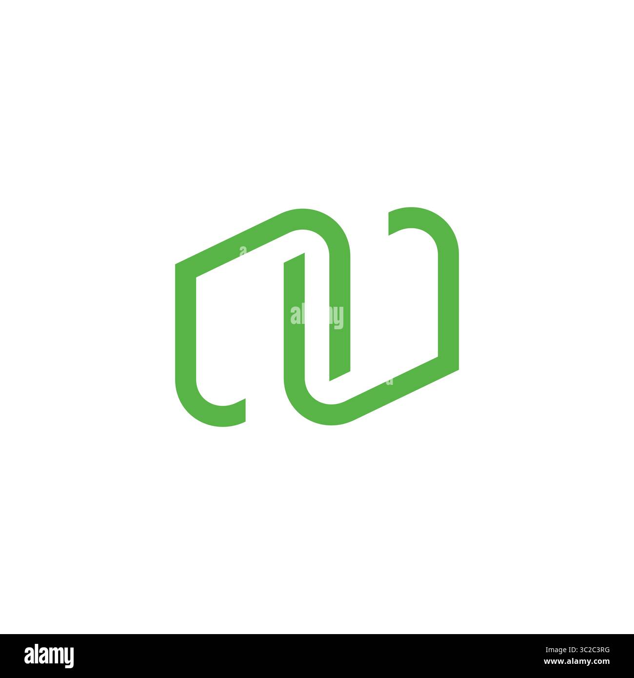letter nu simple green leaf abstract geometric logo vector Stock Vector