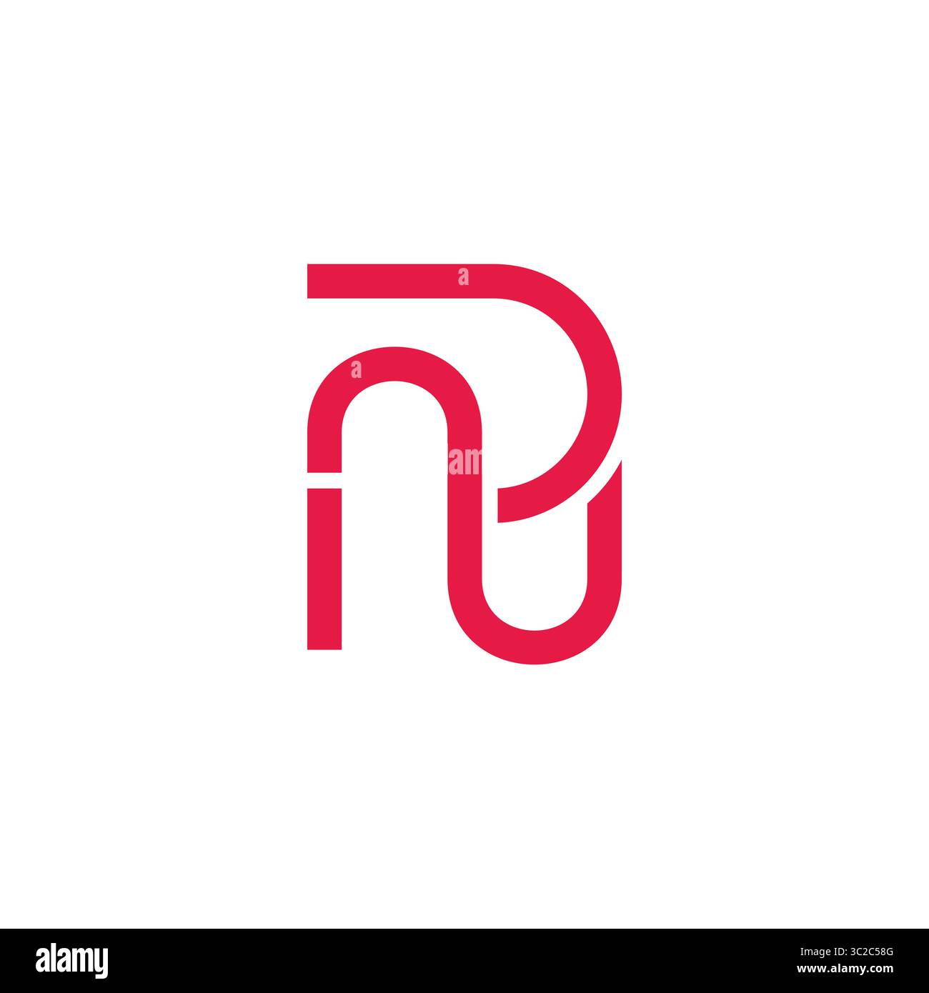 letter np simple curves loop linked geometric logo vector Stock Vector