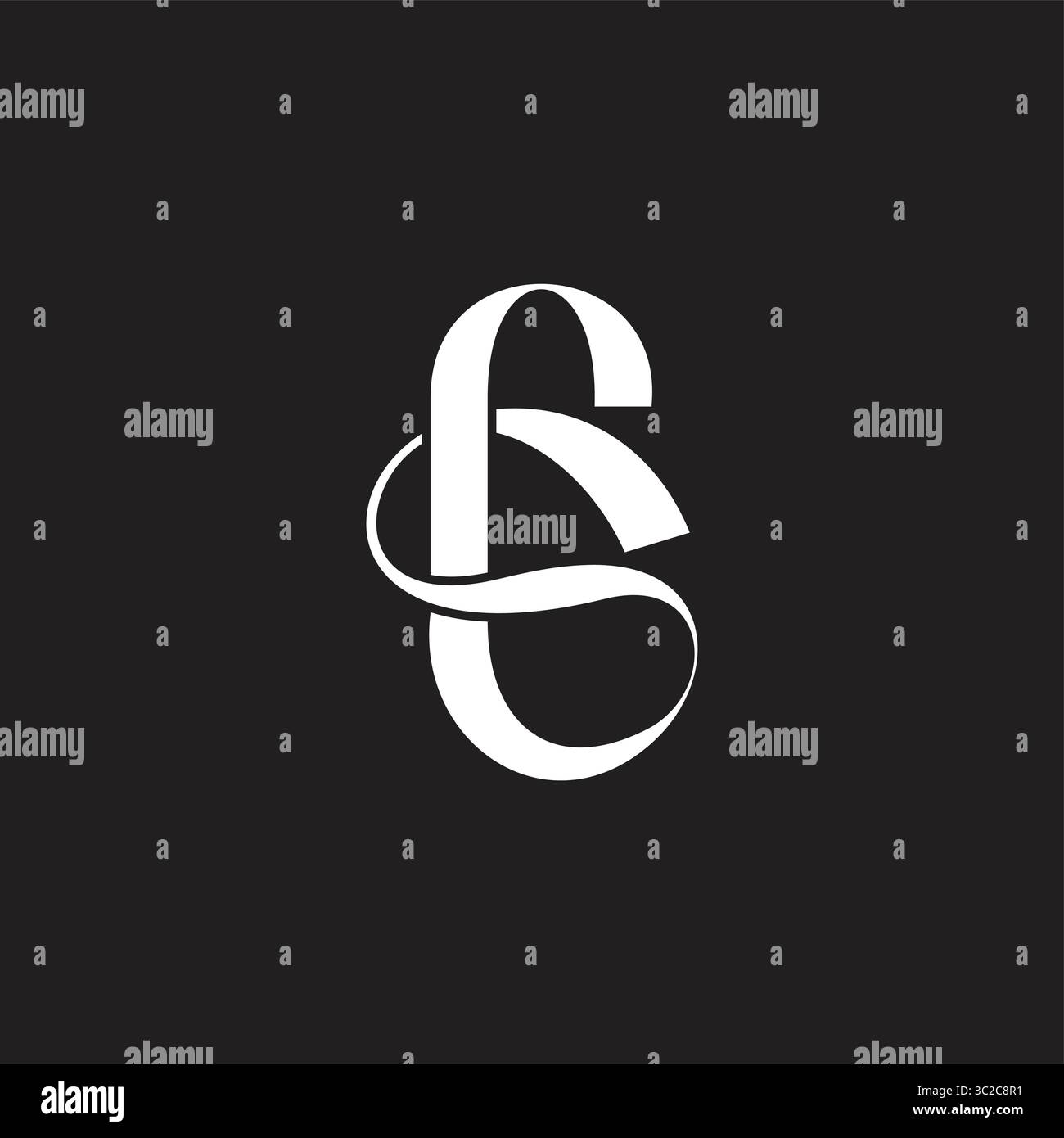 letter sr continue ribbon unique abstract logo vector Stock Vector