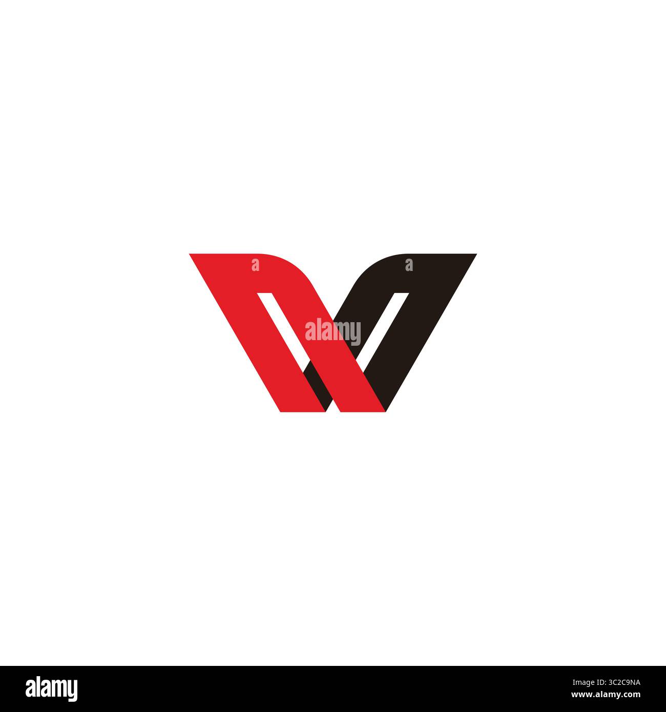 letters wv simple linked shadow logo vector Stock Vector
