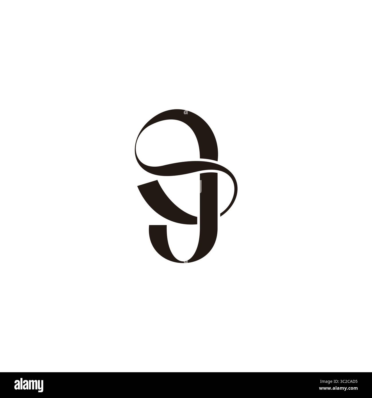letter sj continue ribbon unique abstract logo vector Stock Vector