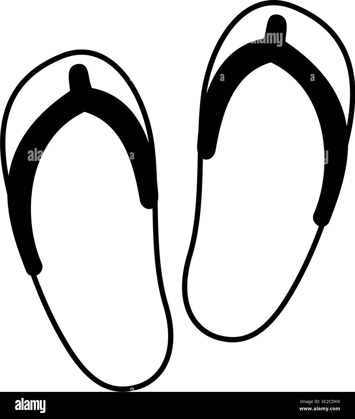 line art illustration of beach sandals, simple summer footwear icon ...