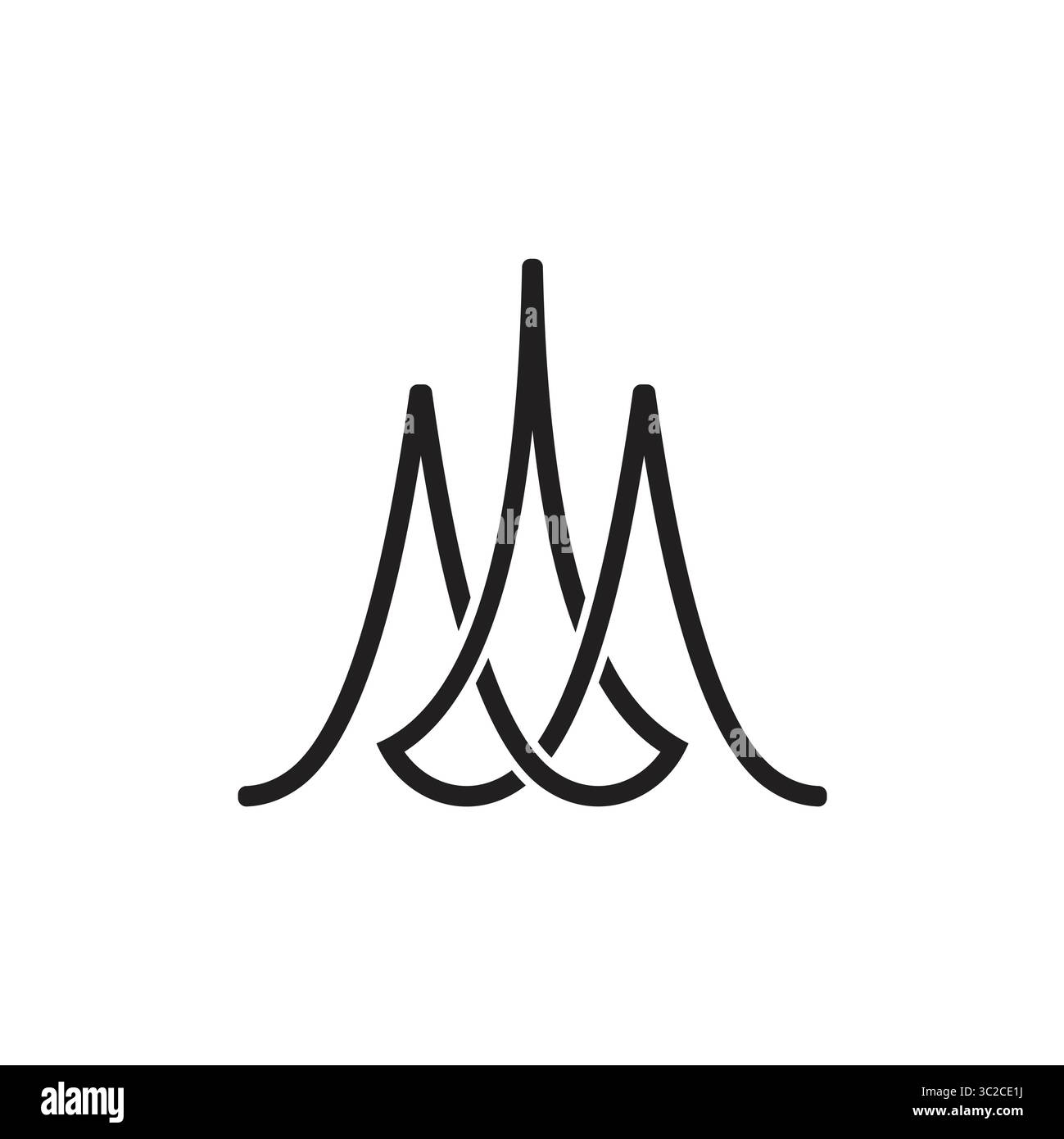 letter m curves infinity overlap lines crown logo vector Stock Vector