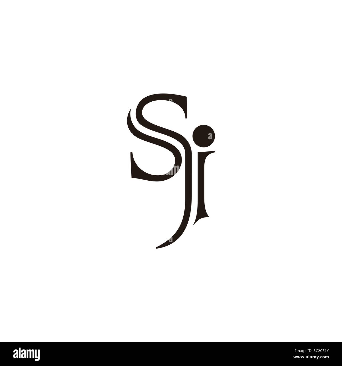 letter sj stripes linked linear logo vector Stock Vector