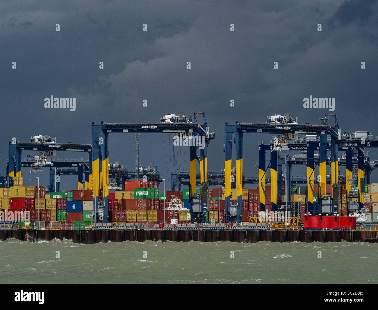 Felixstowe Port containers. Shipping containers stacked at Felixstowe ...