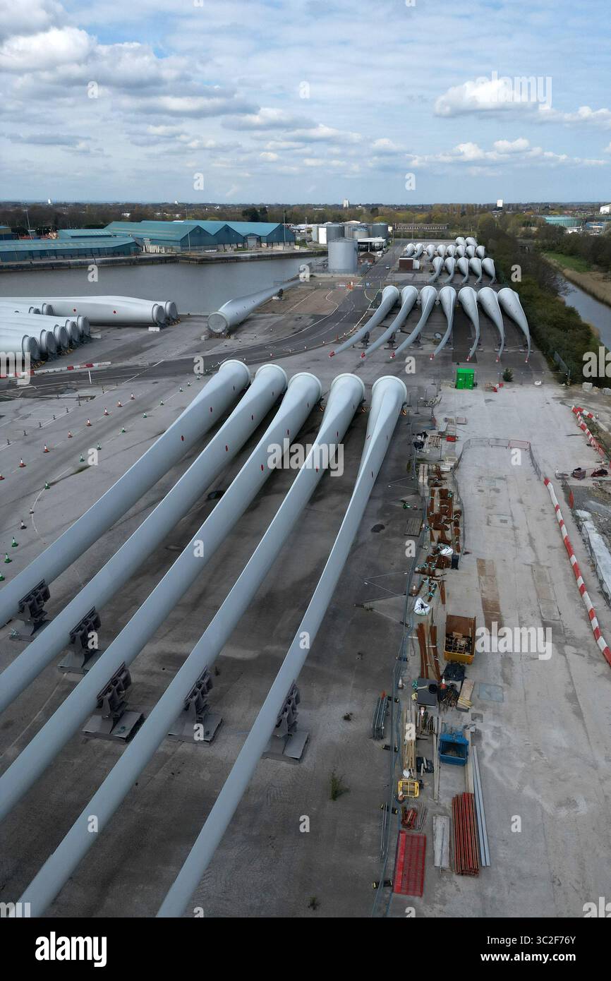 aerial view of Siemens Gamesa Renewable Energy factory, offshore wind ...