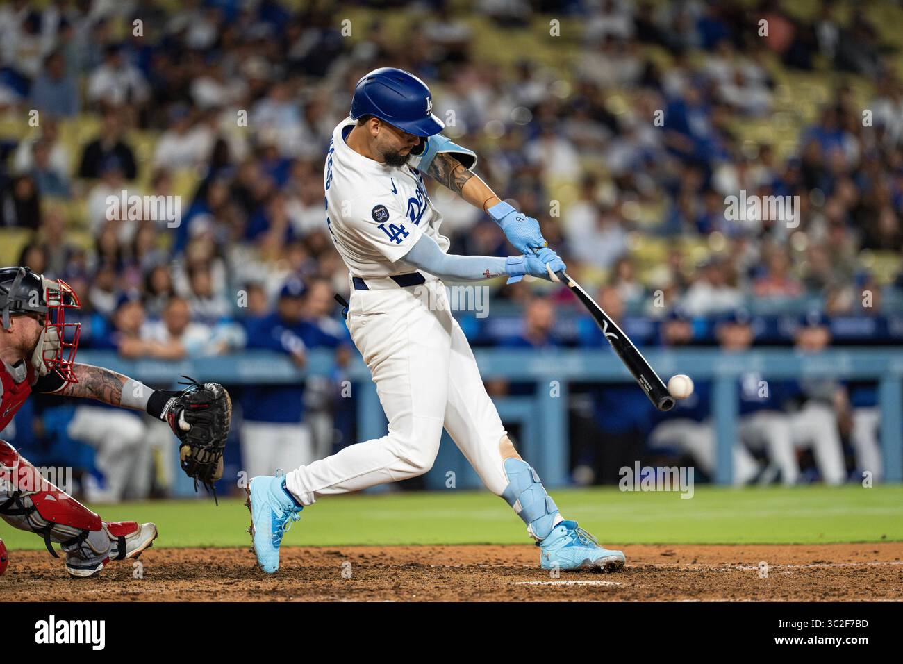 Los Angeles Dodgers outfielder Andy Pages (44) bats during a MLB game ...