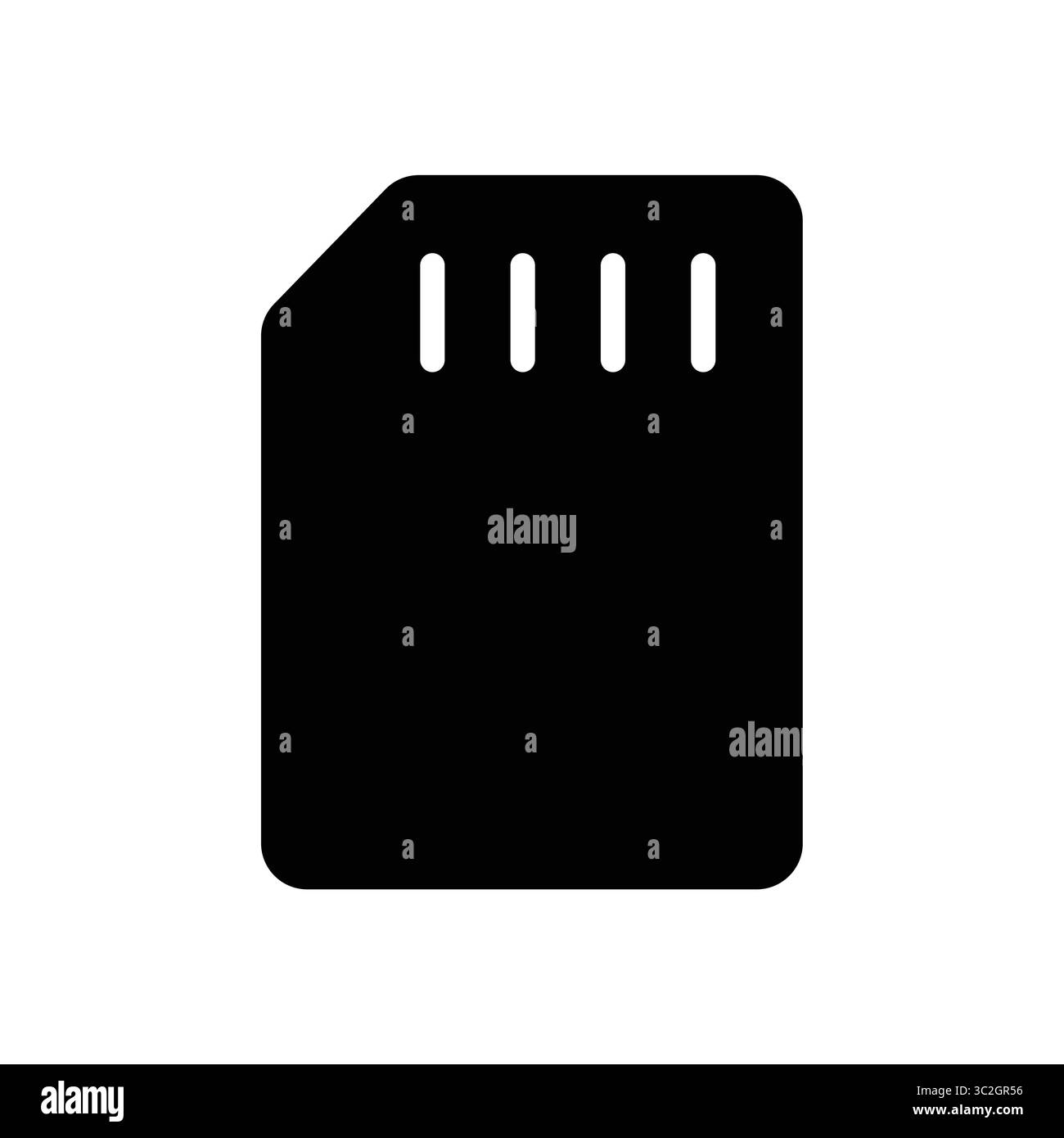 Simple black icon of an SD card representing digital storage solutions. Utilized in various devices for memory expansion and data management. Stock Vector