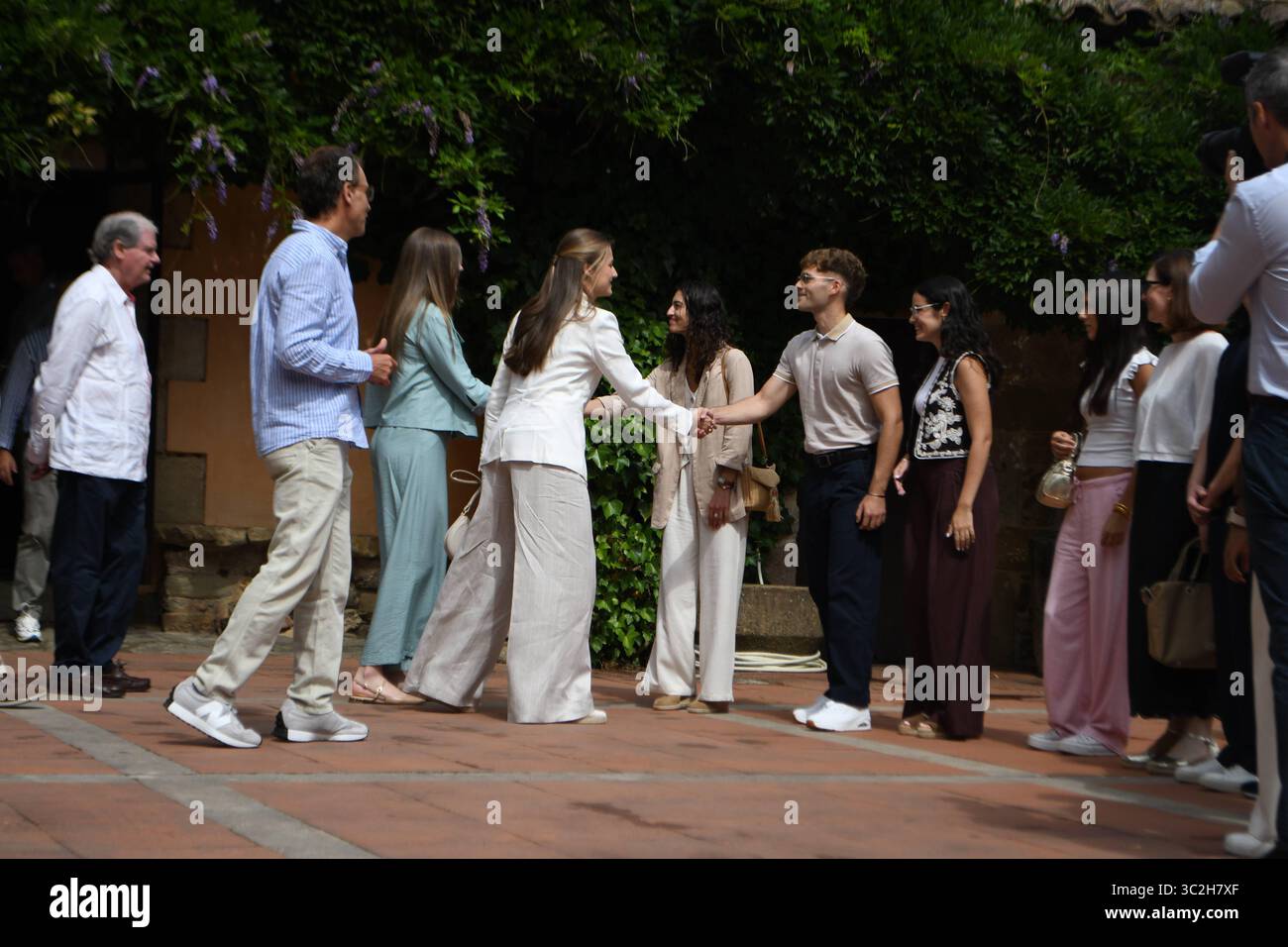 Princess Leonor de Borbon and Sofia de Borbon during a visit to Sant ...