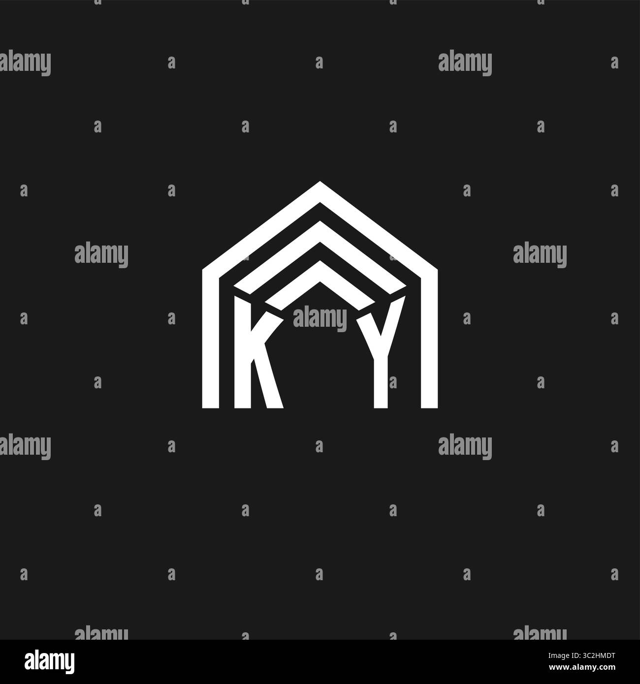Letter KY house roof shape logo creative real estate monogram logo ...