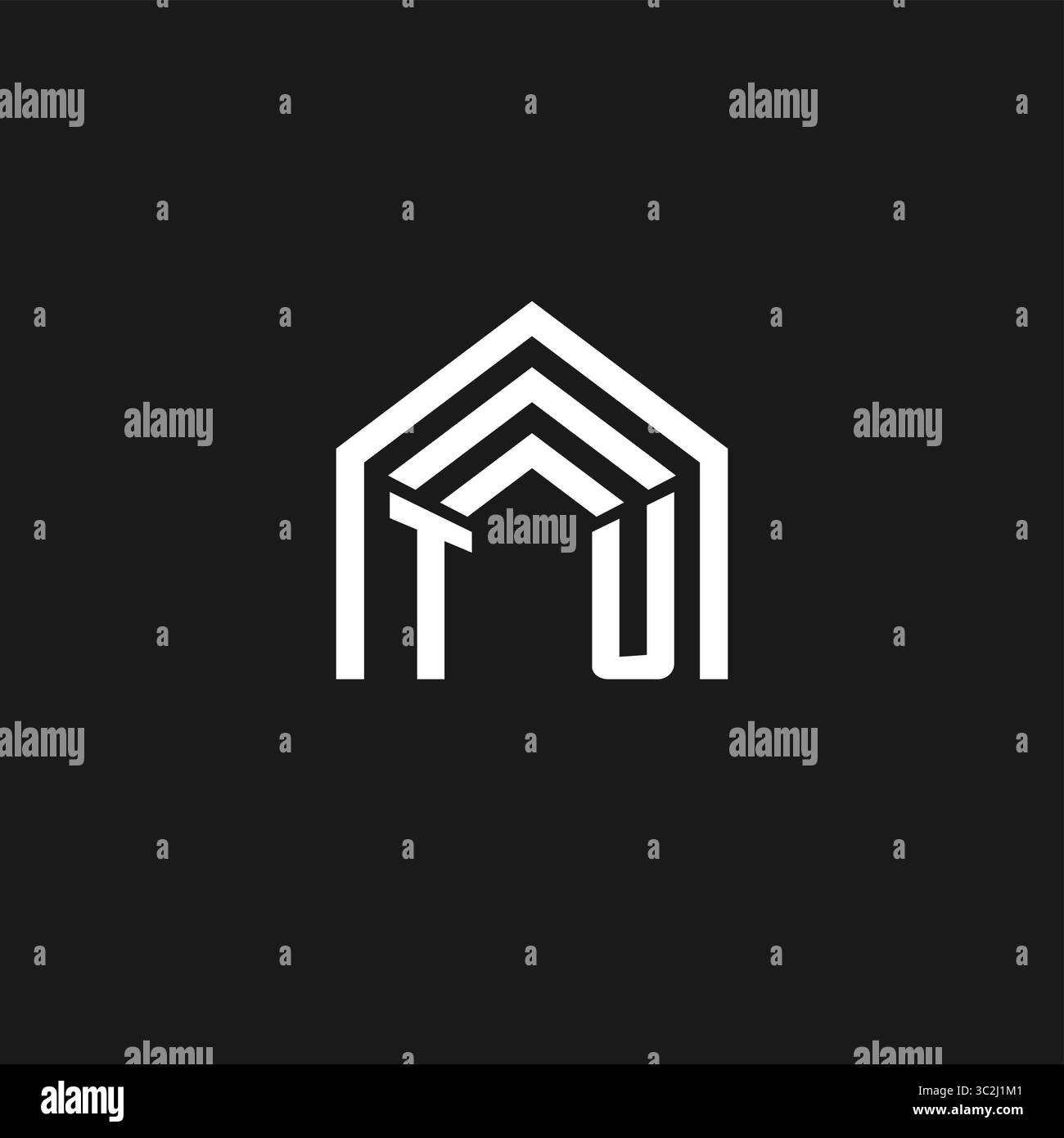 Letter TU house roof shape logo creative real estate monogram logo style vector graphic Stock Vector