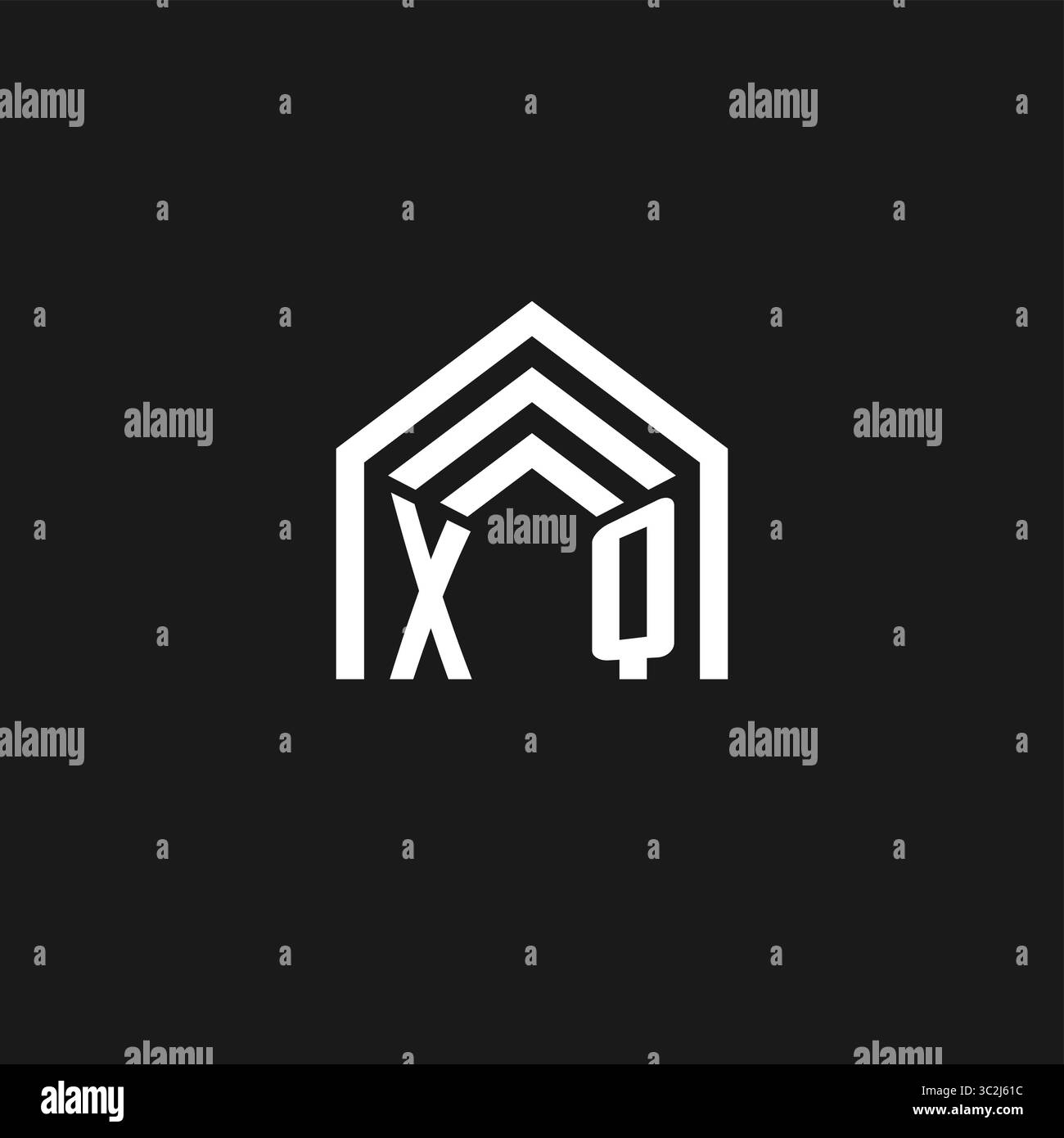 Letter XQ house roof shape logo creative real estate monogram logo ...