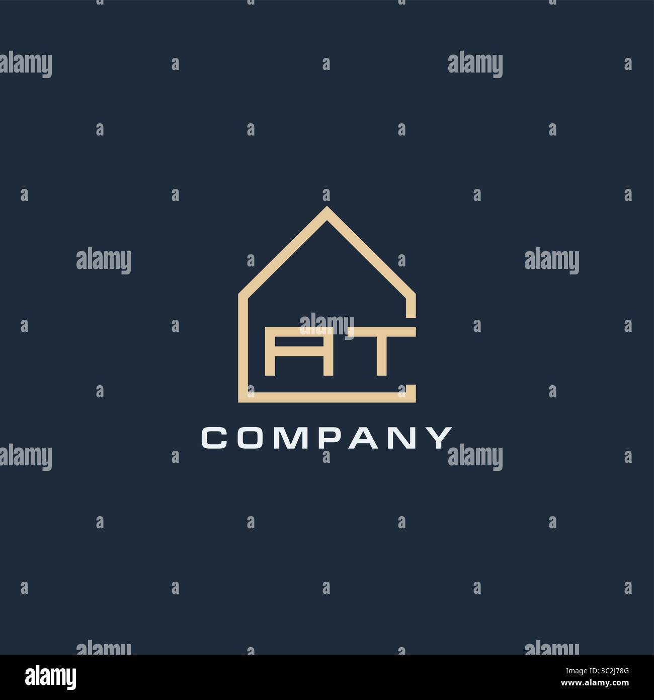 Initial letter AT real estate logo with simple roof style design ideas ...