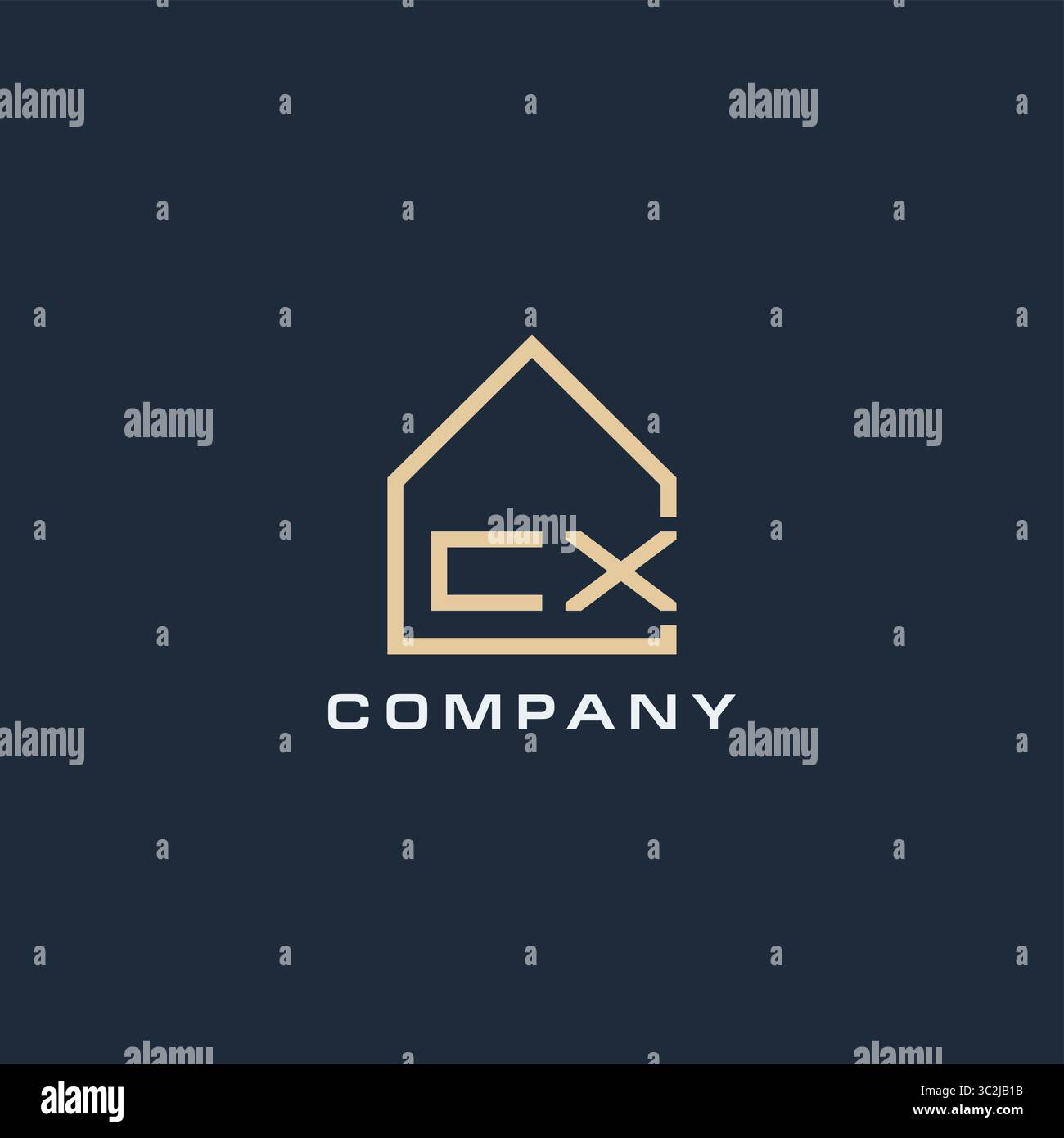 Initial letter CX real estate logo with simple roof style design ideas vector graphic vector graphic Stock Vector