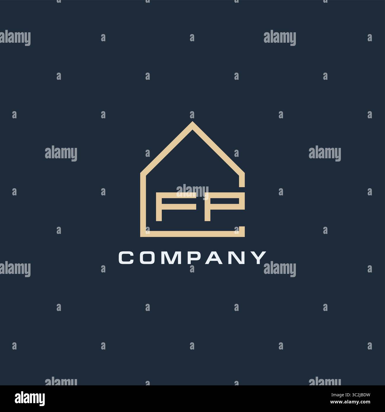 Initial letter FP real estate logo with simple roof style design ideas ...