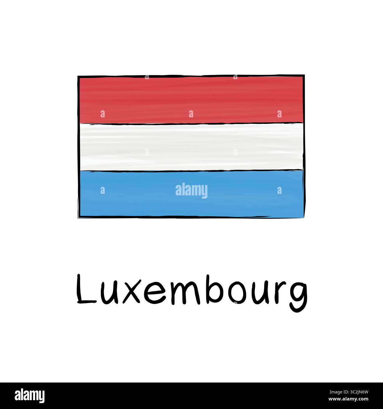 Minimalist outline vector of Luxembourg flag in sketch style. Ideal for ...