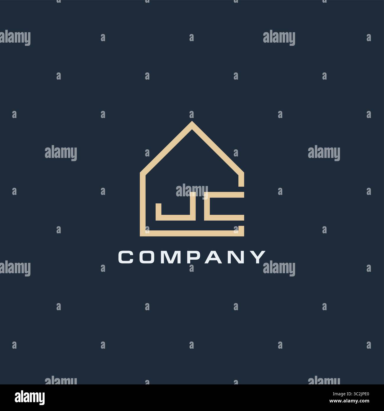 Initial letter JC real estate logo with simple roof style design ideas ...