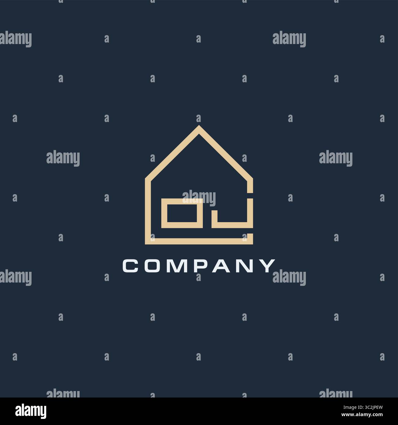 Initial letter OJ real estate logo with simple roof style design ideas ...